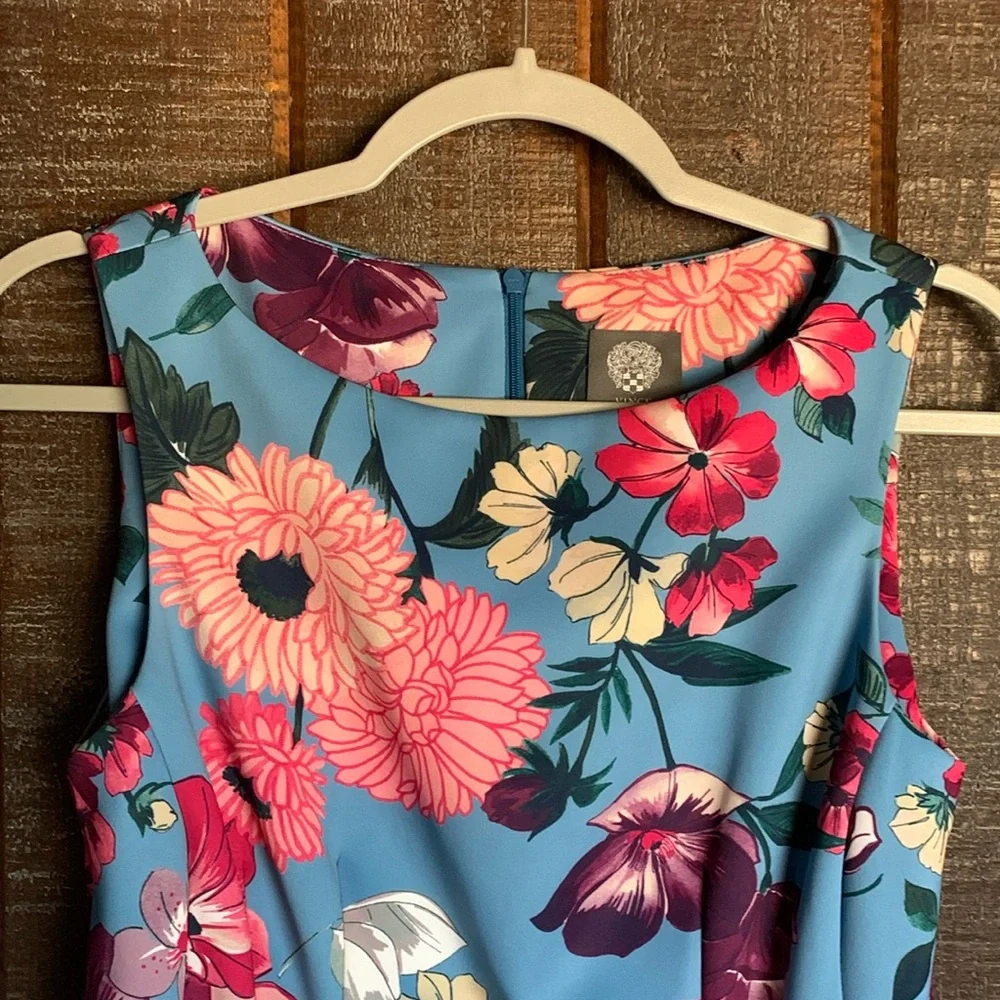 Vince Camuto womens size 8 midi dress floral scuba knit no wrinkle gardencore - Picture 5 of 11